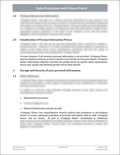 Data Protection and Privacy Policy Template