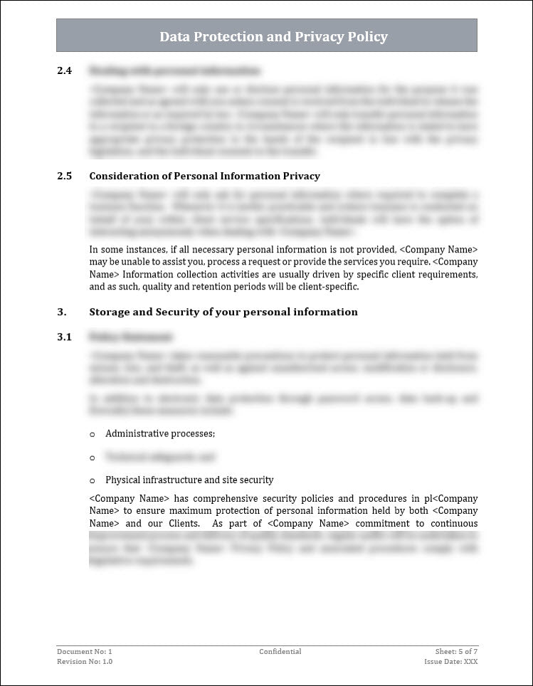 Data Protection and Privacy Policy Template