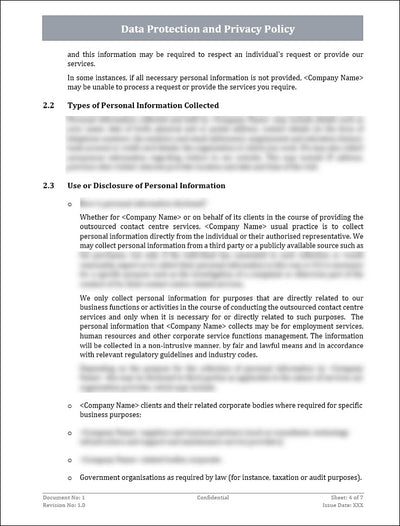 Data Protection and Privacy Policy Template