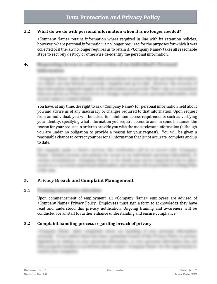 Data Protection and Privacy Policy Template