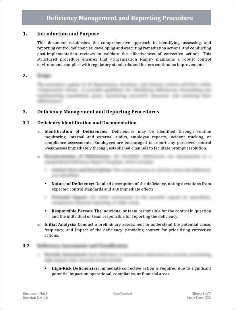 Deficiency Management and Reporting Procedures Template – ITSM Docs ...