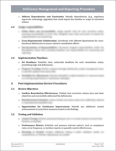 Deficiency Management and Reporting Procedures Template