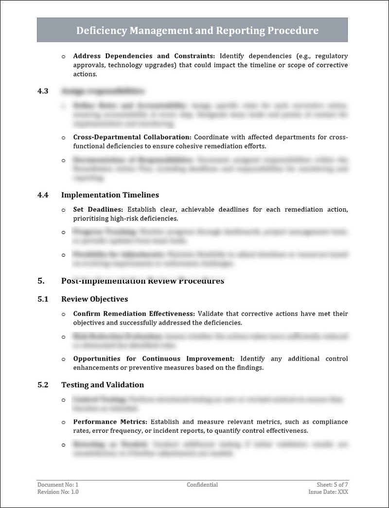 Deficiency Management and Reporting Procedures Template