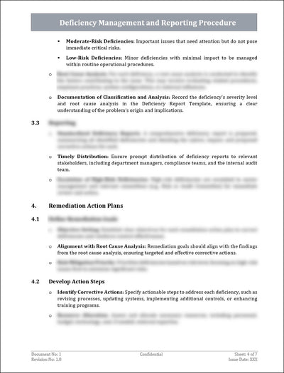 Deficiency Management and Reporting Procedures Template