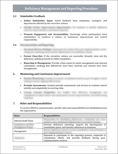 Deficiency Management and Reporting Procedures Template