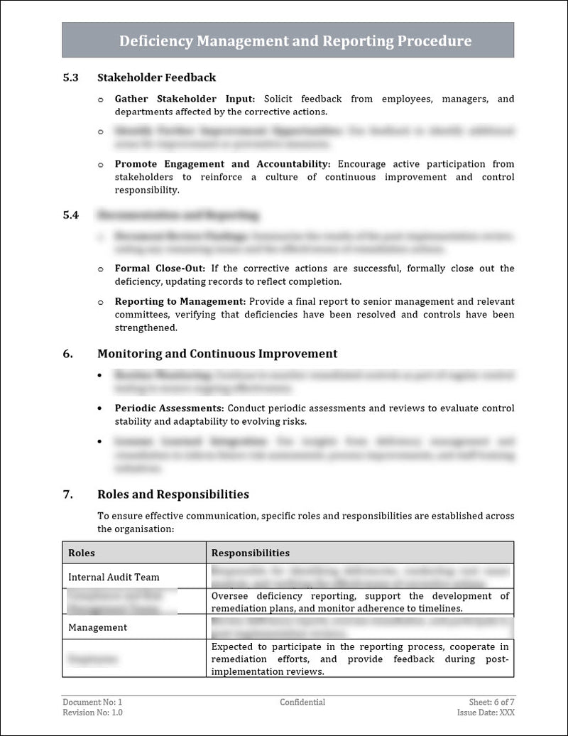Deficiency Management and Reporting Procedures Template