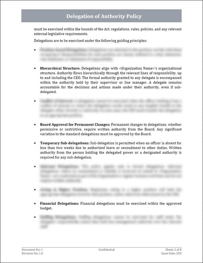 Delegation of Authority Policy Template