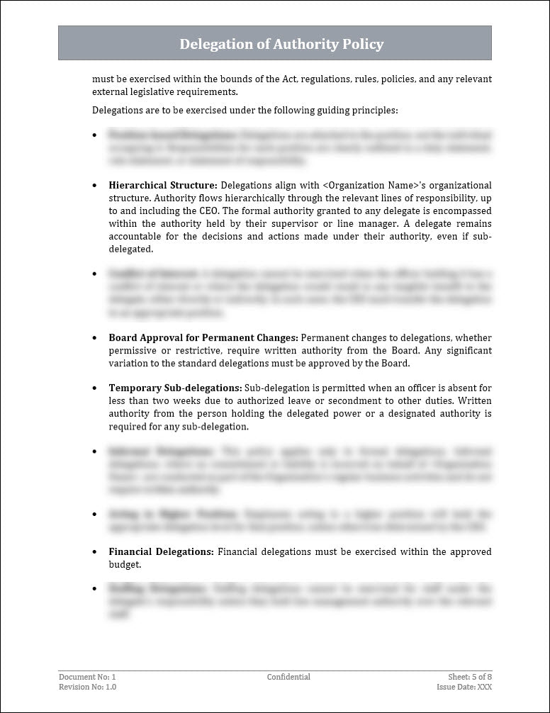 Delegation of Authority Policy Template