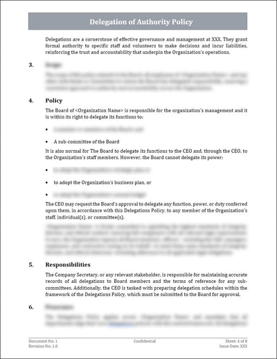 Delegation of Authority Policy Template