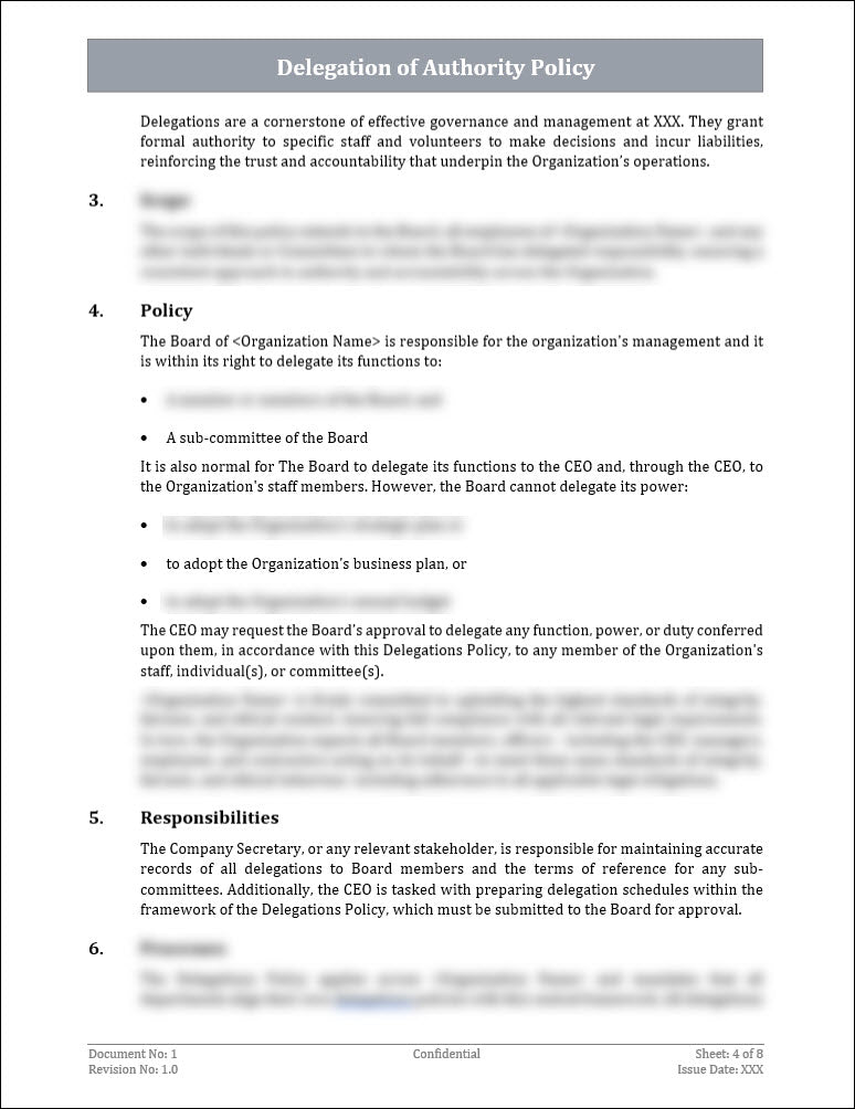Delegation of Authority Policy Template ITSM Docs ITSM Documents