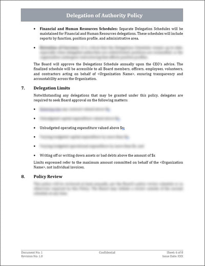 Delegation of Authority Policy Template