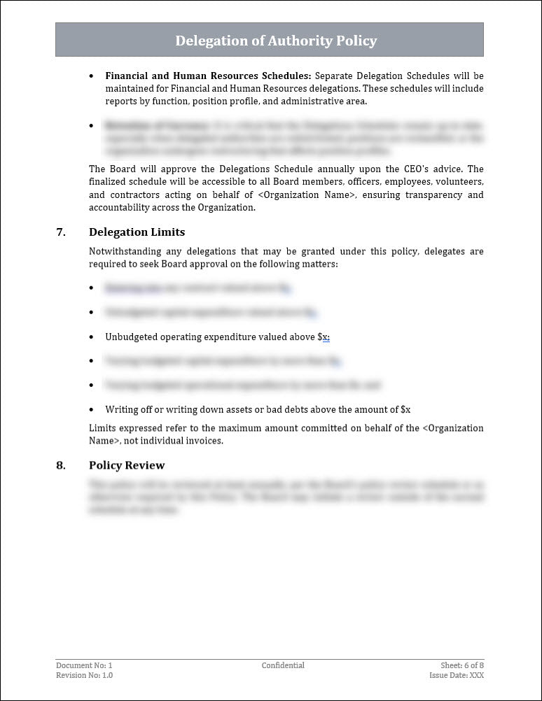 Delegation of Authority Policy Template