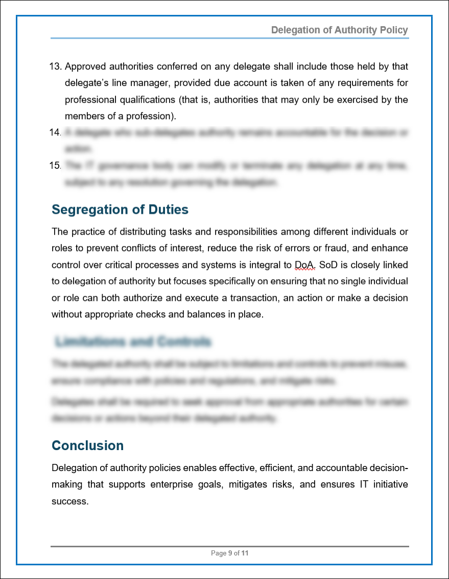Cport Example COBIT Delegation of Authority Policy Template – ITSM Docs - ITSM ...