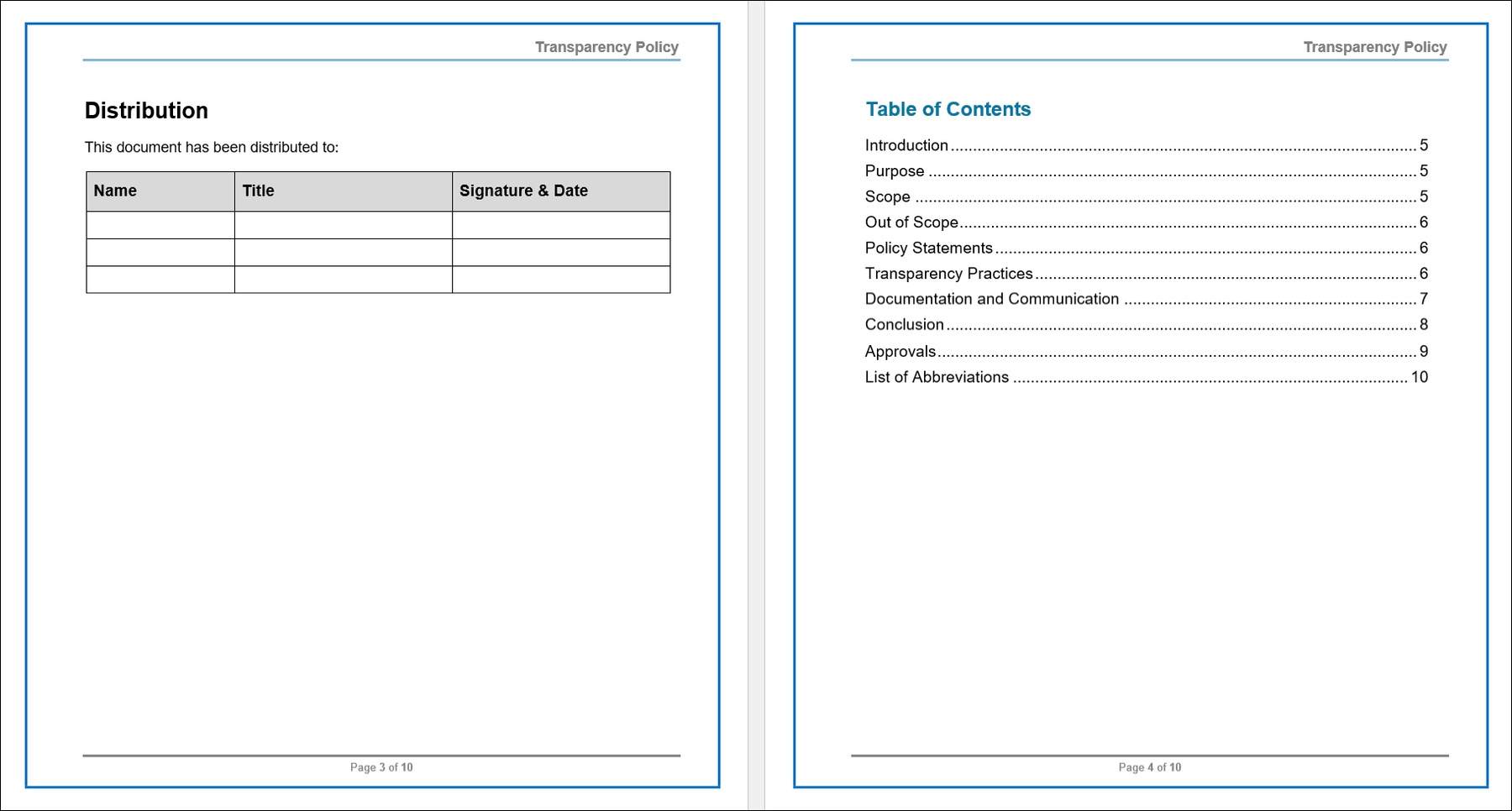COBIT Transparency Policy Template ITSM Docs ITSM Documents & Templates