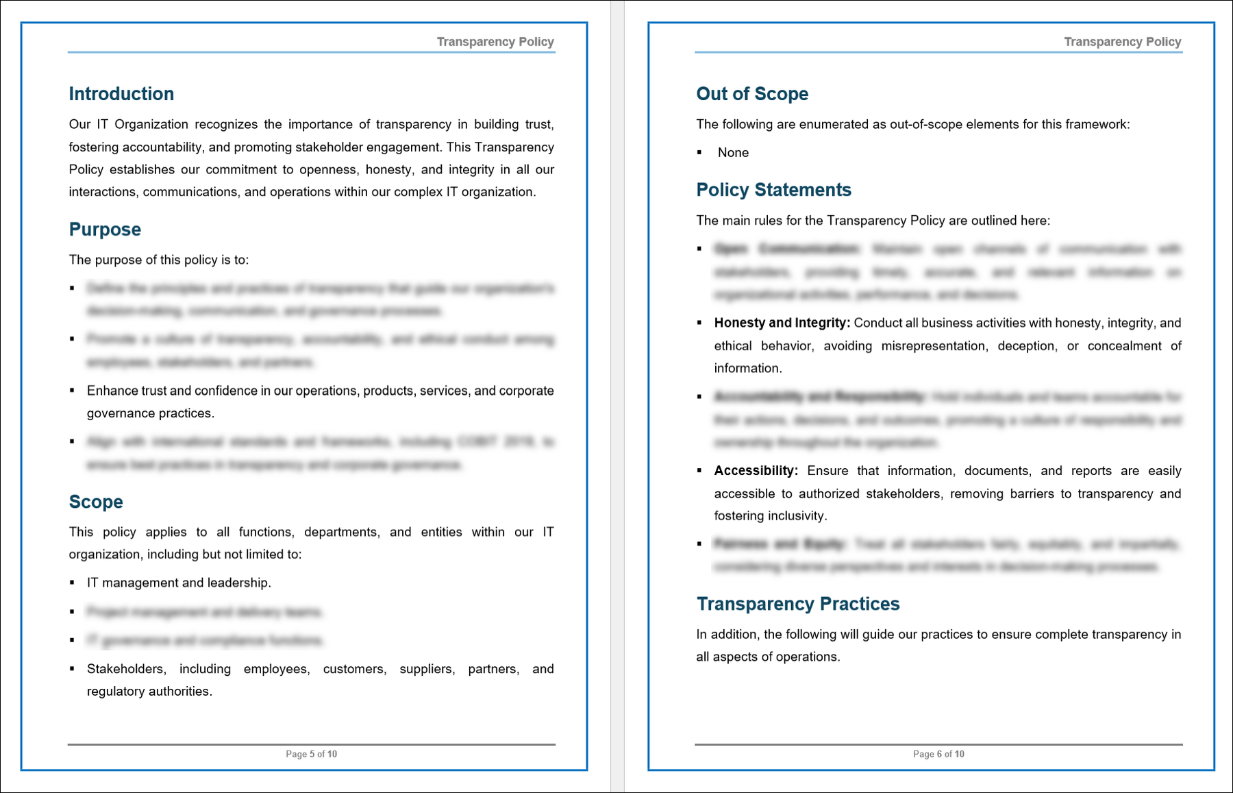 COBIT Transparency Policy Template – ITSM Docs - ITSM Documents & Templates