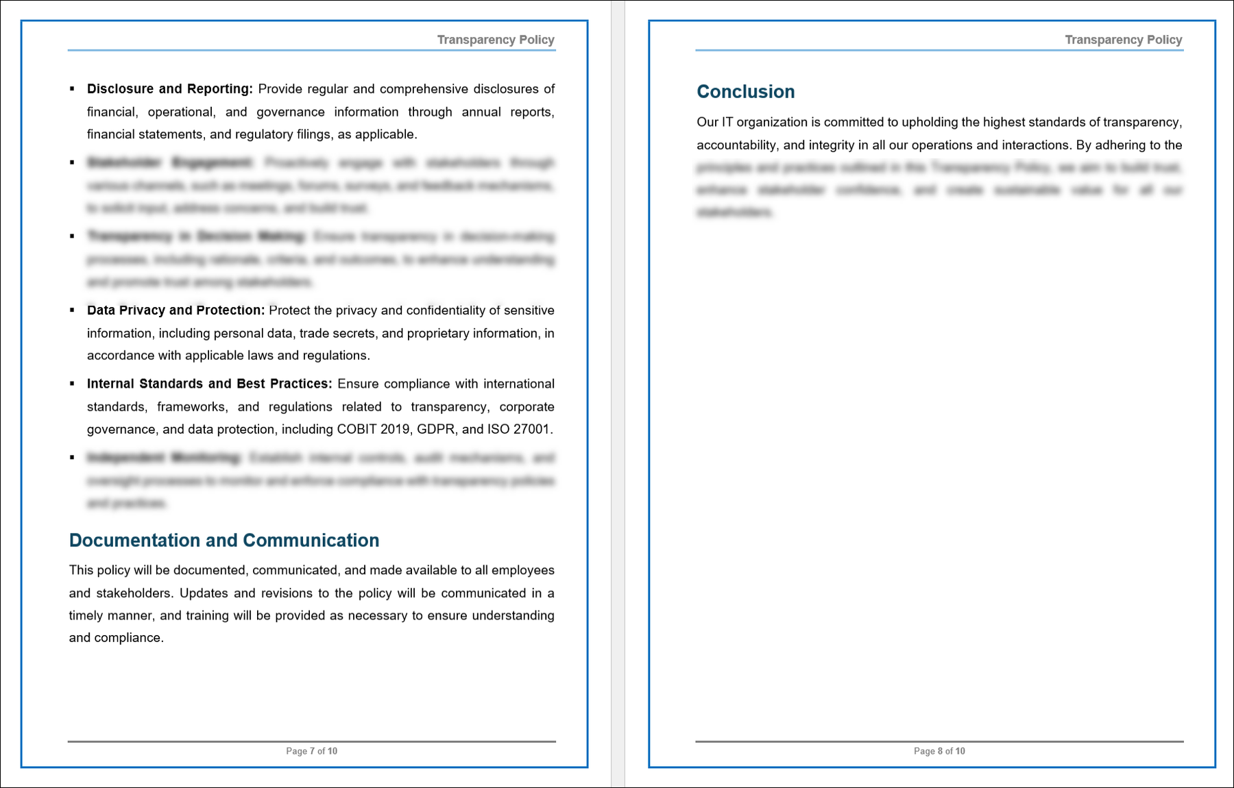 COBIT Transparency Policy Template ITSM Docs ITSM Documents & Templates