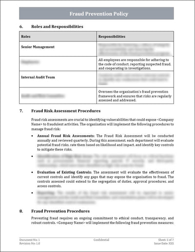 Fraud Prevention Policy Fraud Risk Assessment Procedures Template