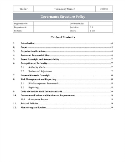 Governance Structure Policy Template