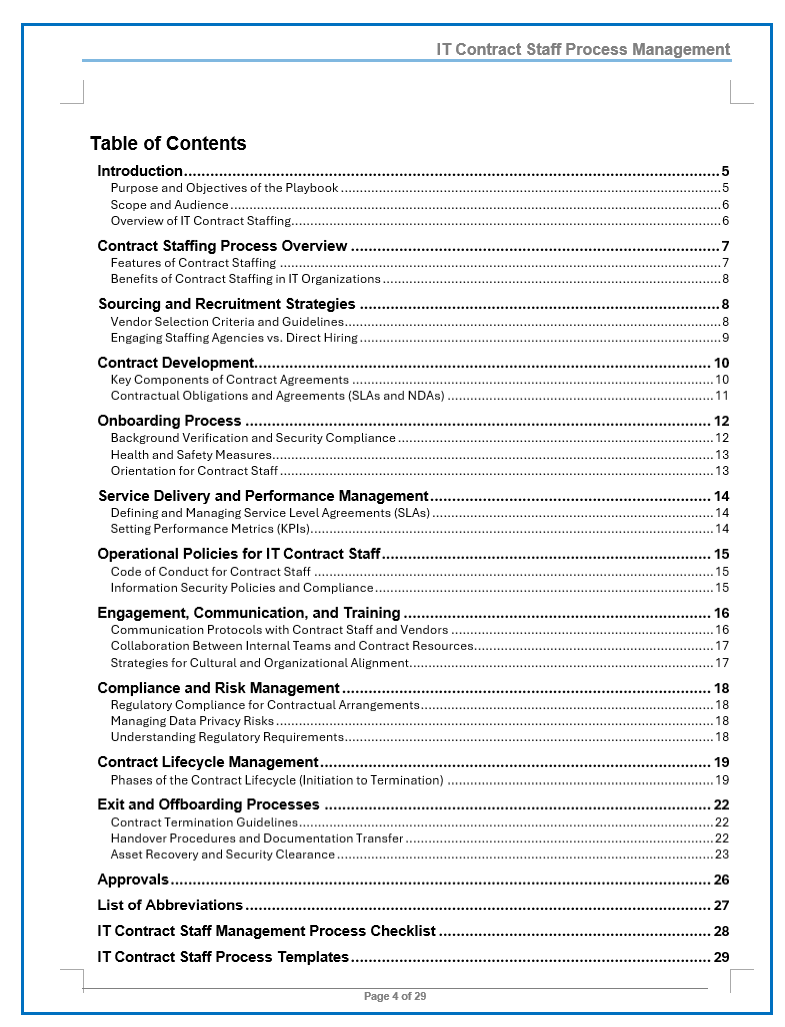 IT Contract Staff Playbook – ITSM Docs - ITSM Documents & Templates