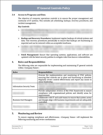 IT General Controls Policy Template
