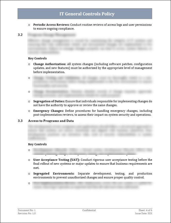 IT General Controls Policy Template