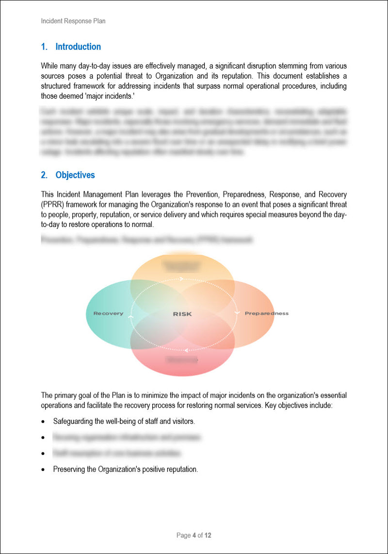 Business Resilience Incident Response Plan Template