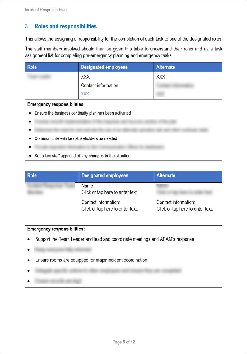 Business Resilience Incident Response Plan Template