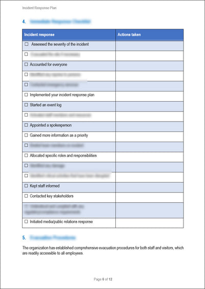Business Resilience Incident Response Plan Template
