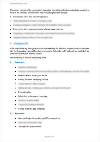 Business Resilience Incident Response Plan Template