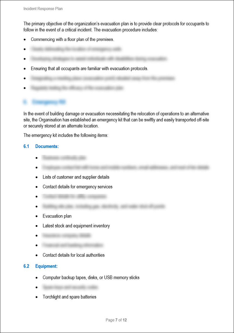Business Resilience Incident Response Plan Template