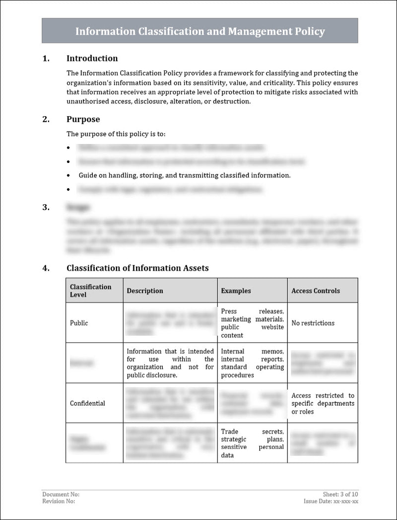 Information Classification & Management Policy Template
