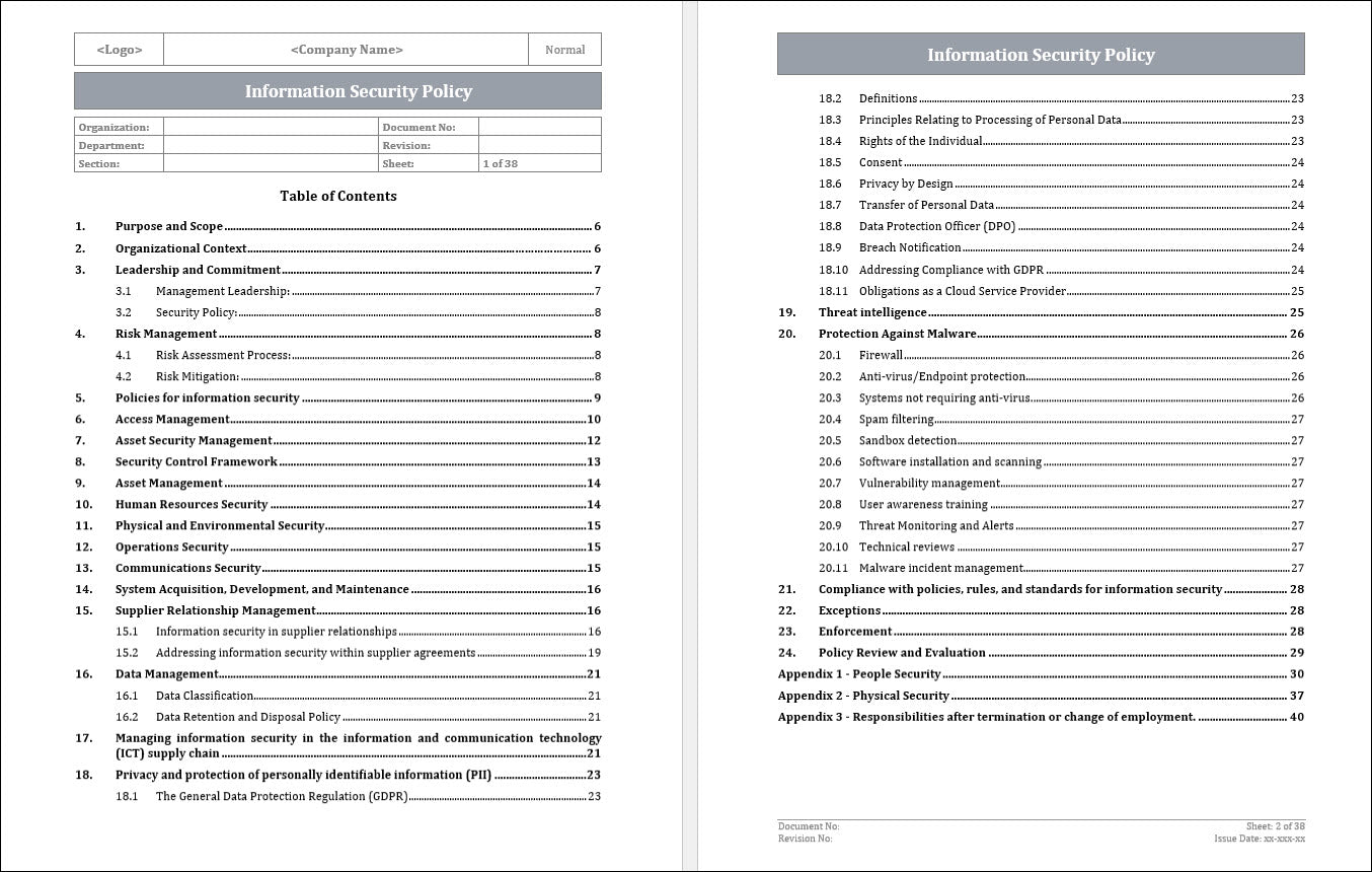 Information Security Policy Template ITSM Docs ITSM Documents