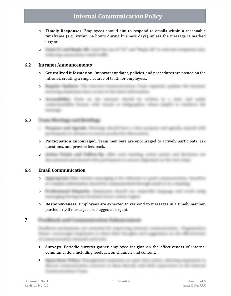 Internal Communication Policy Template – ITSM Docs - ITSM Documents ...