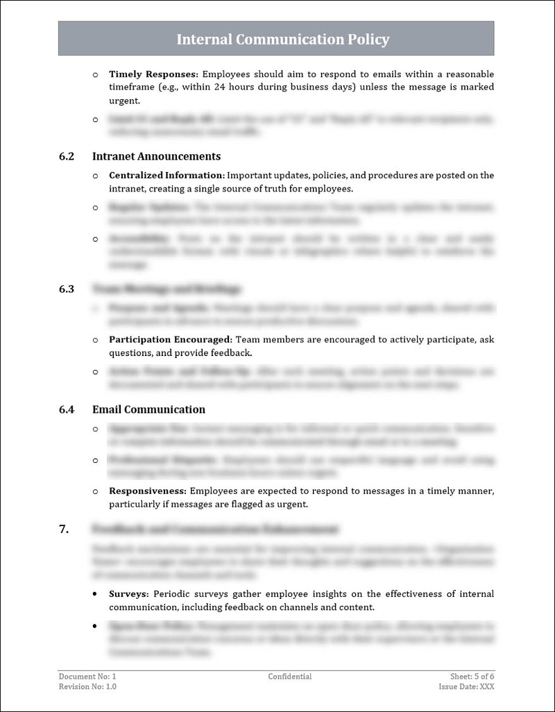 Internal Communication Policy Template