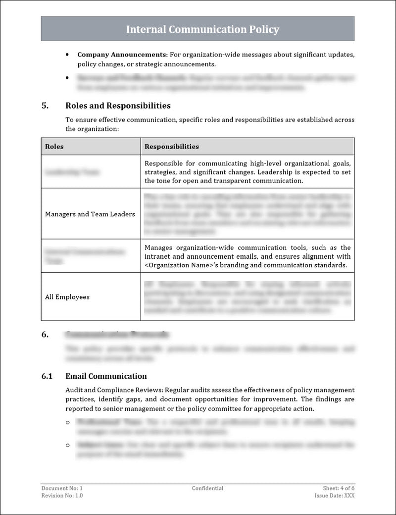 Internal Communication Policy Template