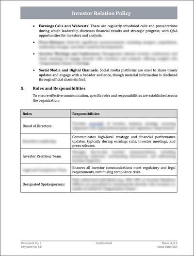 Investor Relation Policy Template