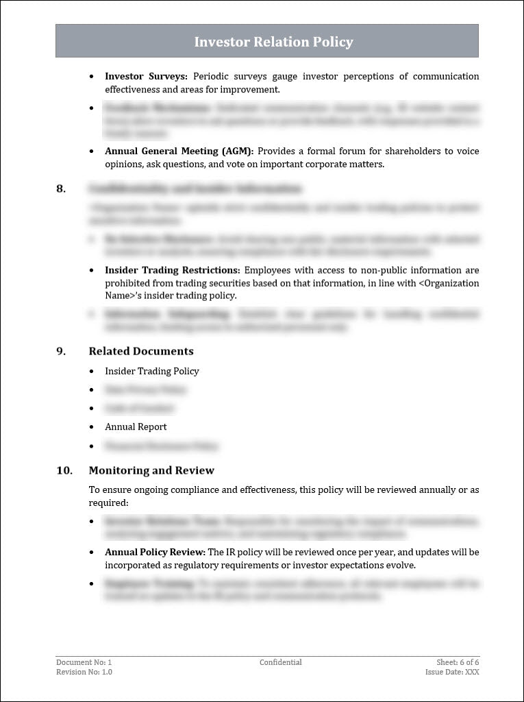 Investor Relation Policy Template