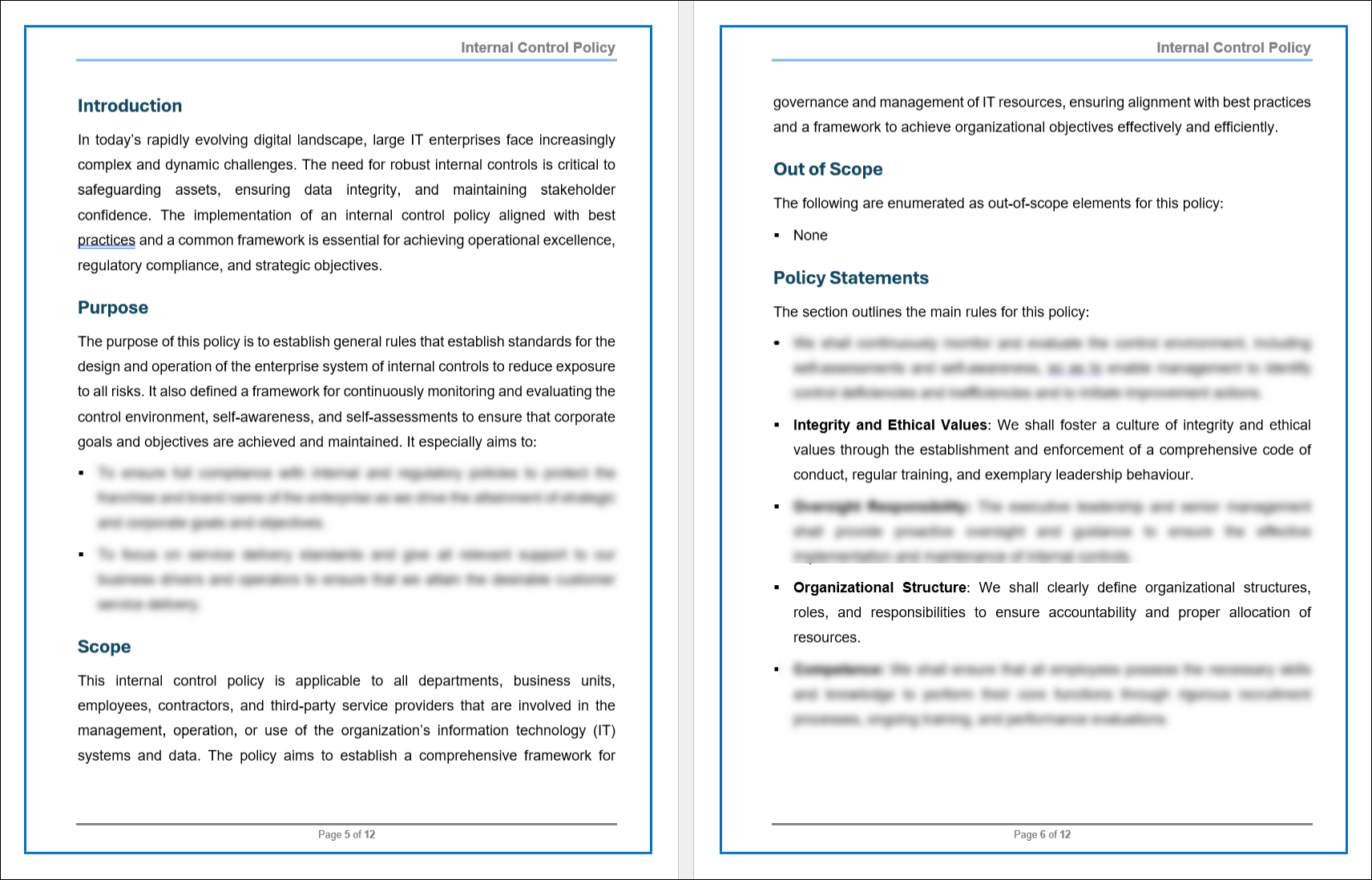 Internal Policy Example COBIT Internal Control Policy Template – ITSM Docs - ITSM Documents ...