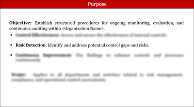 Monitoring, Evaluation and Continuous Auditing Procedure Template