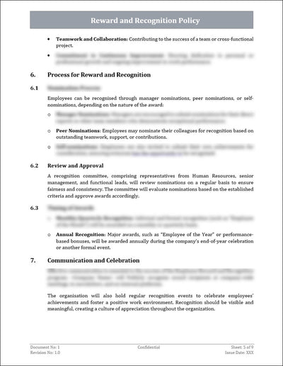 Reward and Recognition Policy Template