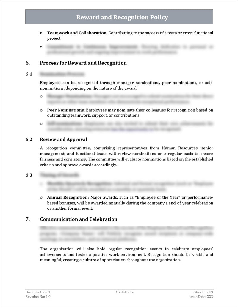 Reward and Recognition Policy Template