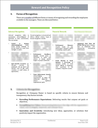 Reward and Recognition Policy Template