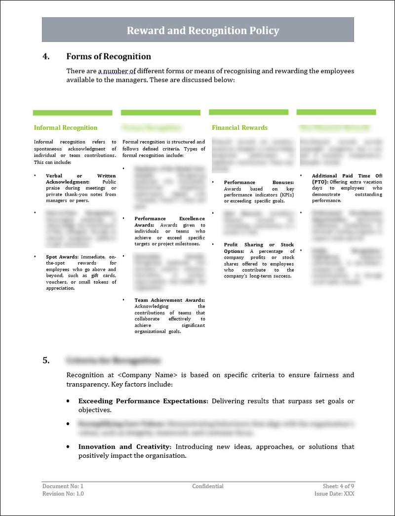 Reward and Recognition Policy Template