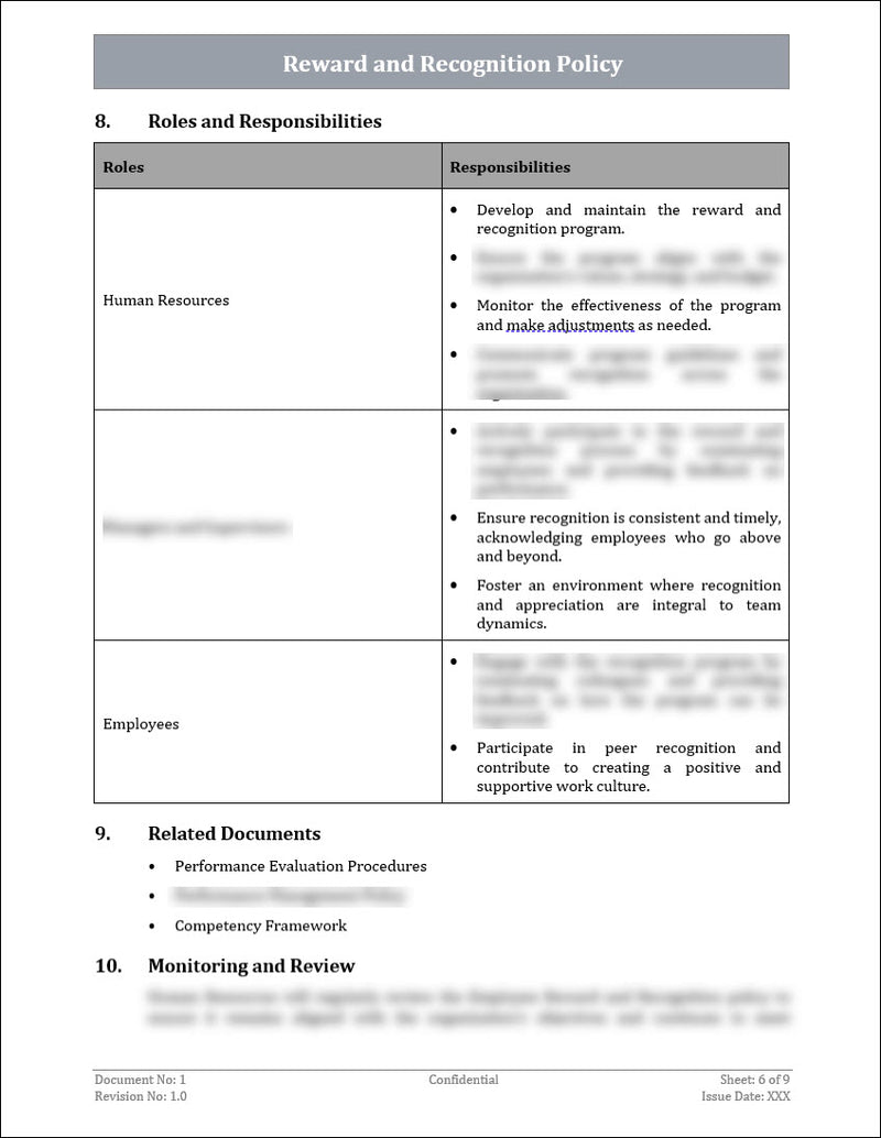 Reward and Recognition Policy Template