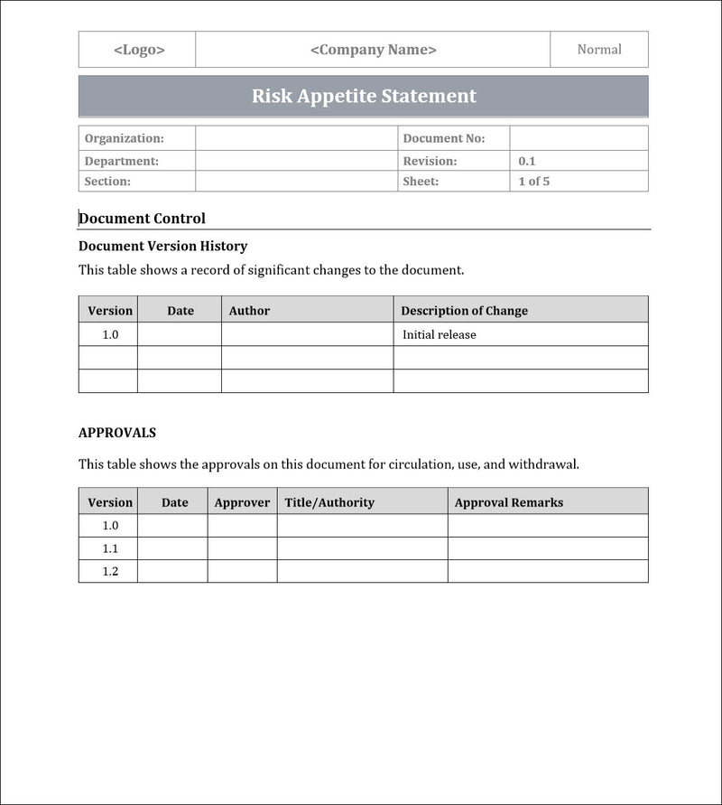 Risk Appetite Statement Template – ITSM Docs - ITSM Documents & Templates