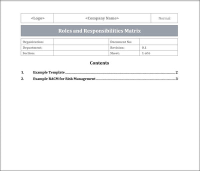 Roles And Responsibilities Matrix Template