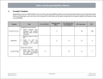 Roles And Responsibilities Matrix Template
