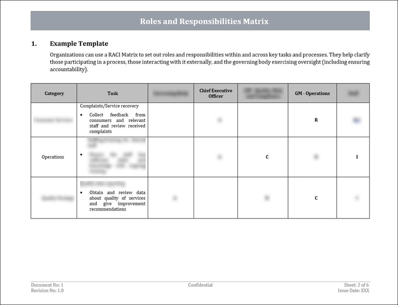Roles And Responsibilities Matrix Template