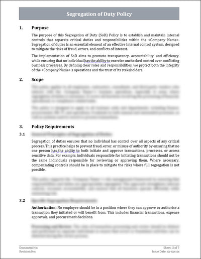 Segregation of Duty Policy Template
