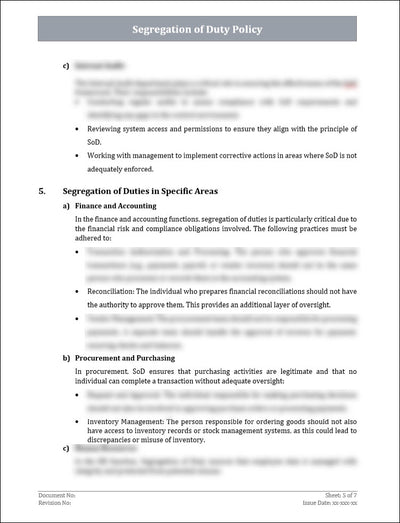 Segregation of Duty Policy Template